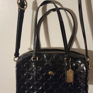 Coach Black Embossed Leather Tote Bag